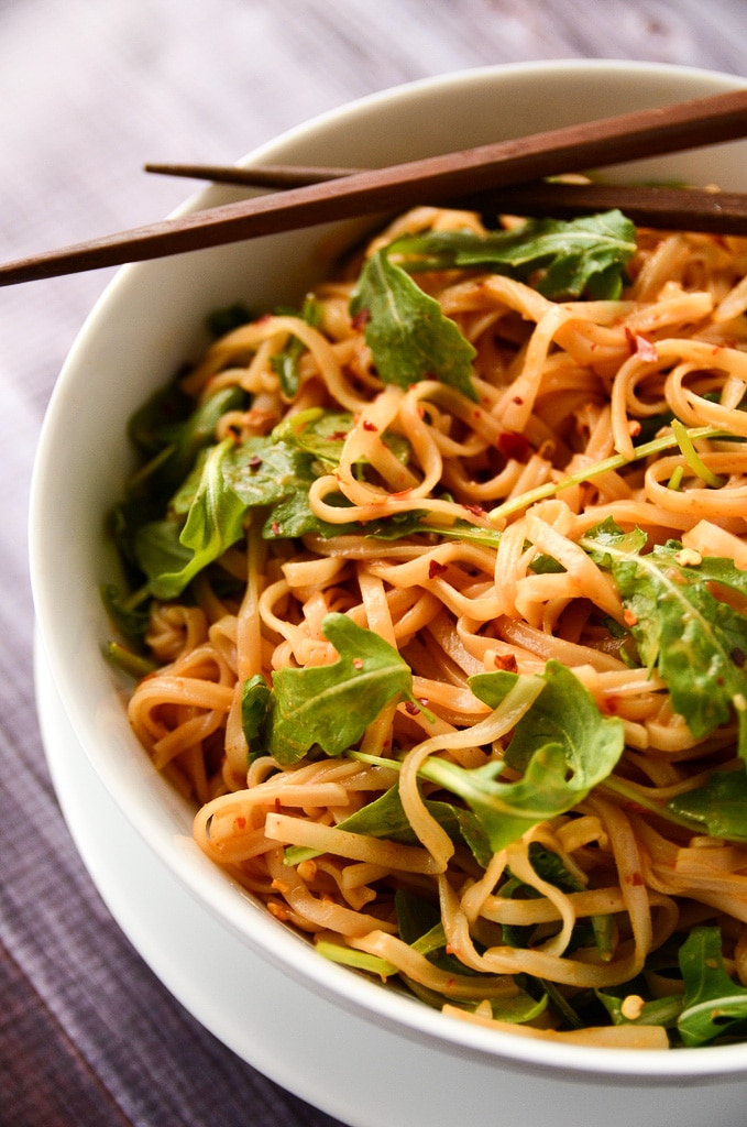 Simple Sesame + Spice Rice Noodles - Blissful Basil