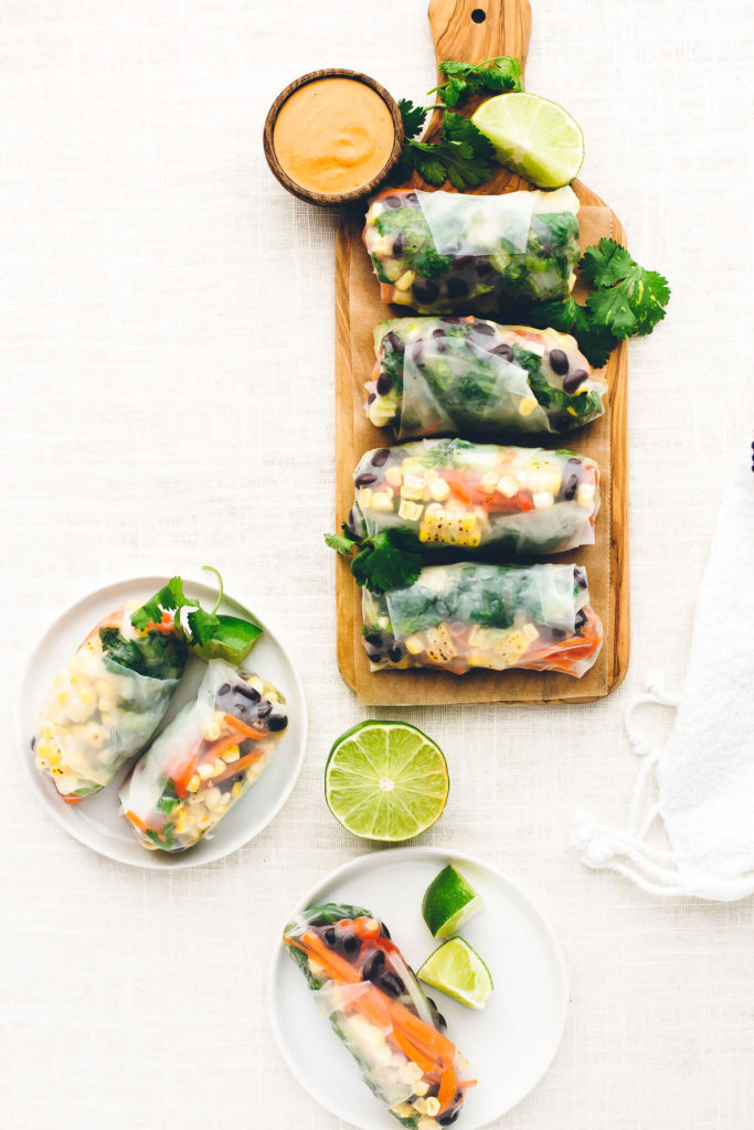 Southwest Vegan Spring Rolls with Smoky Chipotle Sauce - Blissful Basil