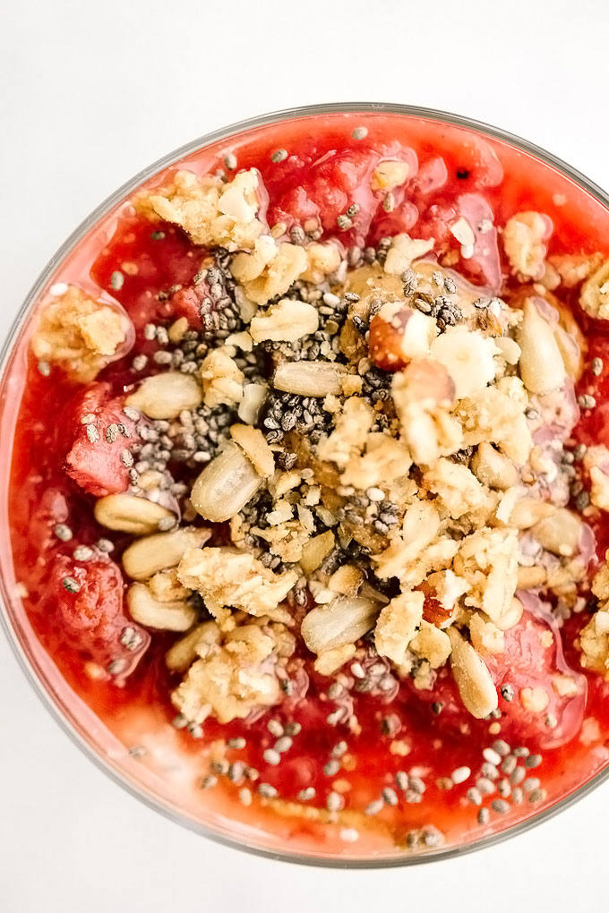 Strawberry and Toasted Almonds Overnight Grains
